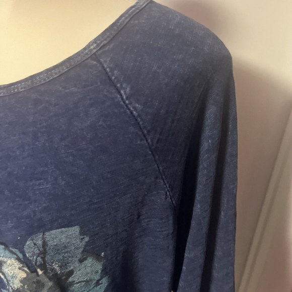 Women’s Blue Floral Blouse By Jess And Jane Asymmetrical Dolman Sleeve - Picture 6 of 14